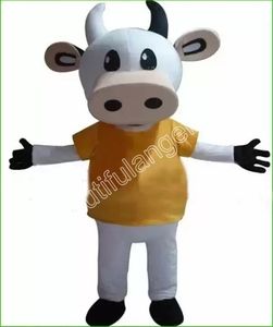 Costume del personaggio della mascotte della mucca da latte di Halloween Personaggio dei cartoni animati di alta qualità Animale di peluche Personaggio a tema anime Formato adulto Natale Carnevale Festival Vestito operato