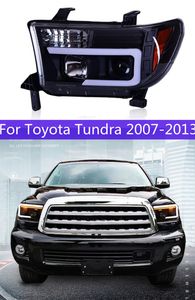 Tundra LEDヘッドライトのすべてのLEDヘッドランプアセンブリ2007-2013トヨタDRLターンシグナルバイフォーカルレンズデイライト