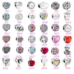 Bead Love Heart S925 Sterling Silver Jewelry diy Beads with CZ fits pandora ale charm for pandoras bracelets for european Rose Gold Color Braceletnecklace