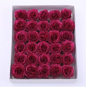 30 huvuden Crystal Gold Rose Blue Demon Artificial Silk Fake Flower Head Eternal Flower Bouquet Packaging Material