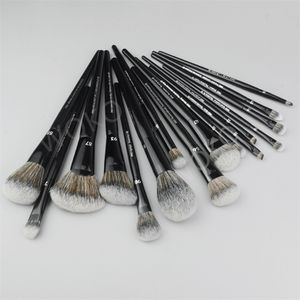 4-16 PCs Black Makeup Brushes Definir escovas de cabelo naturais Profissionais Kit Fundação em pó de contor