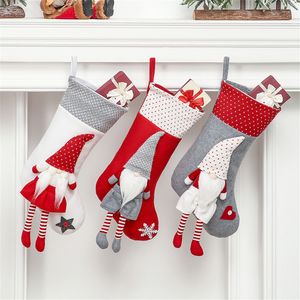 Meias de Natal 18in Grandes meias de gnomo sueco lareira pendurada presente de retenção da bolsa xtmas decorações phjk2208