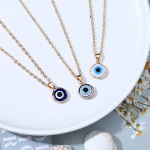 Trendy Gold Plated Devil Eyes jewelry Evil Blue Eye Necklace Pendant Necklace For Women