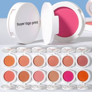 Blush al forno Makeup Cruelty-Free pressato Custodia bianca in polvere 12 colori Contour Highlight Face Finitura opaca Idrata il tubo fogliare senza marchio personalizzato