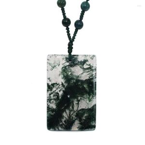 Pendant Necklaces Style Wholesale 6pcs/lot Natural Agatess Aquatic Necklace Art Grain Color Stone Square DIY PendantPendant