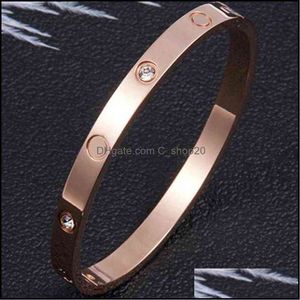 Bangle Bracelets Jewelry Luxury Bracelet Women Stainless Steel Gold Can Be Opened Couple Simple Gifts For Woman Accesso Dhfq2