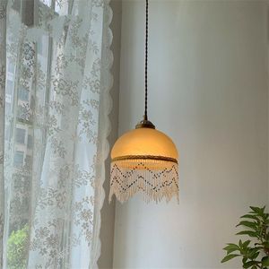 Pendant Lamps Vintage Brass Glass Tassel Lights Bedroom Bedside Hanging Corridor Porch Villa Study Art Deco Luxury LampsPendant