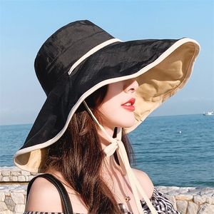 女性Fiherman Pring Ummer Uncreen Big Brim Bucket Edge Antiultraviolet UV UN HAT UPF