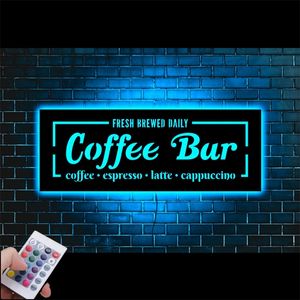 Lâmpadas de led de café LED luminária de parede vintage personalizada 16 cores Luz de sinal de néon para sala de jantar em casa Sofá Decor 220623