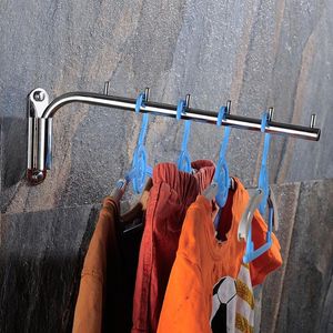 Hooks & Rails Bathroom Wall Mounted Swing Arm Home Holder Brushed Coat Hanger Easy Install Clothes Rack Storage Space Saving Stainless Steel
