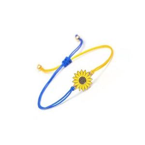 Daisy Armband Ukraina solros handvävd rep charm armband för kvinnor män par armband smycken reseparti handled gc1201