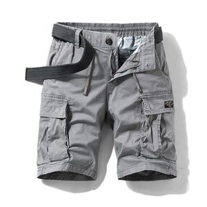 Homens de Algodão de Algodão de Algodão de Algodão Tática de Carga Tática Moda Khaki Casual calças curtas Shorts soltos homens D220611