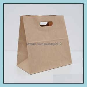 Confezione regalo Forniture per feste per eventi Giardino domestico festivo 28X15X28 cm Sacchetti di carta Kraft di grandi dimensioni Pane Snack Sanwich Box Dhve0