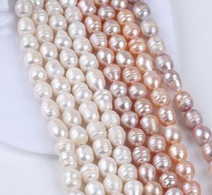 Perles d'eau douce naturelles 100% pures blanches 11-12mm perle de croissance en forme de mètre semi-finie pour collier Bracelet à bricoler soi-même