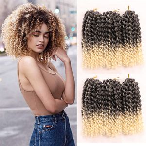 8 inç Tutku Twist Saç Kısa Marlybob Crochet Saç 3 Küçük Paketler/Lot Sentetik Ombre Örgü Uzantıları Küçük Afro Kinky Kıvırcık Örgü LS05