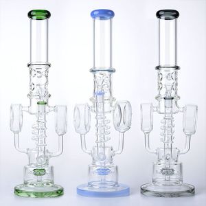 Spiral Percolator Water Pipes Thick 7mm Big Glass Bongs Sprinkler Perc Hookahs Unique Logo Oil Dab Rigs 14mm Female Joint With Bowl Recycler