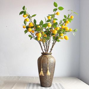 Decorative Flowers & Wreaths Three Combined Fruit Tree Branches Artificial Plant Yellow Branch Imitation Plants TwigDecorative DecorativeDec