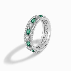 S925 Eleganter Quadratischer Zirkon Mit Seitlichen Steinen Ringe Exquisite Mode Metall Eingelegten Grünen Kristall Ehering Verlobungsschmuck