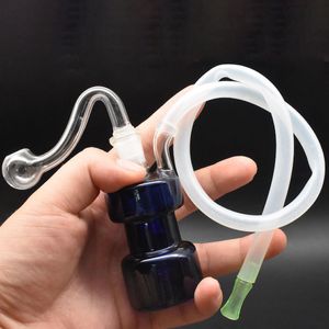 Fumo più recente Mini simpatici tubi per bruciatori a nafta Bong in vetro d'acqua spessi piccoli Bubbler Bong Recycler Dab Rigs con tubo in silicone