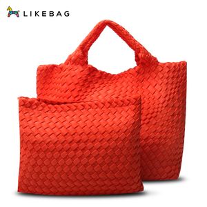 Ручная вязаная сумка мода мода сделайте мягкую кожаную пляжную пляжную тканую сумку