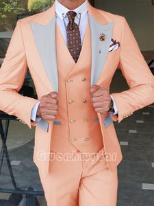 Męskie garnitury Blazers Gwenhwyfar Custom Made Classic Peach Groom Tuxedo Groomsme 220823