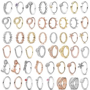 Novo moda 925 Sterling Silver Heart Crown Shape Rings Original Anéis Originais Jóias de Casamento Acessórios de Moda