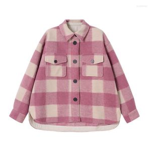 Women's Wool & Blends Early Spring Fashion Plaid Coat Short WomenWomen's Jose22