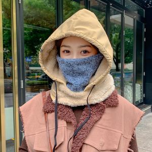 Bergs Design Winter Pullover Weiche Baumwollplüsch warm warmer Windkalt-Sicht Mode Straff Frauen Maske Schal integrierter Bomberhut