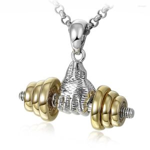 Chains Fashion Creative Design Fitness Master Holding Dumbbell Pendant Men's Hip Hop Rapper Prom Party NecklaceChains Sidn22