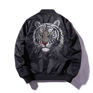 Mens Bomber Jacket Feather Embroidered Tiger Flight Jackets Pilot Air Force Military Motorcykeljacka Päls män T220816