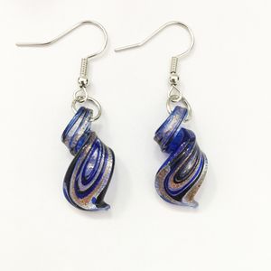 6 pares em estilo chinês charme vidro murano retro brinco artesanal personalidade pingente feminina em espiral azul azul