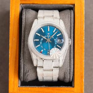Relógios de diamante completo de relógios mecânicos automáticos 41 mm com pulseira de aço com diamante Bracelet Business Watches Montre de Luxe Bling Dial Bezel Band
