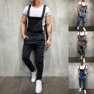 Men's Pants Mens Jeans Wash Bib Overalls Male Jumpsuits Streetwear Pocket Cargo Work Playsuits Plus Size Men Suspender TrousersMen's