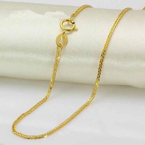 Chains Pure Gold Necklace Jewelry Real 18K Yellow Chain Wheat Link 1.2mm Women's Gift Au750 18inch 16inchChains