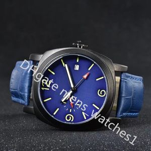 Relógio masculino de luxo de alta qualidade, super luminoso, mergulho, super luz azul, vidro de cristal mineral, três graus, à prova d'água, tamanho 44mm de diâmetro