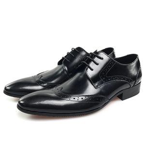 Klassische Derby-Herren-Kleiderschuhe, schwarze Herren-Business-Brogue-Schuhe für Herren