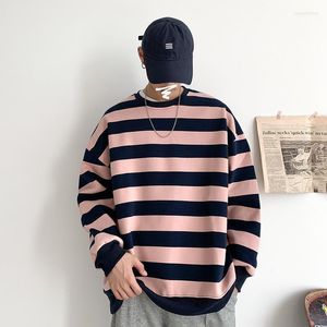 Men's Sweaters Men Clothing 2022 Fashion Spring Striped Long-sleeved Sweater Round Neck Loose Trend Wild Couple