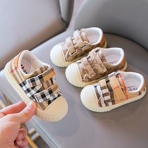 Spring Children Canvas Shoes Plaid Baby Shoes Boys Girls Lightweight Soft Non-slip Casual Sneakers