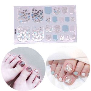 False Nails 1pc Toe Sticker Adhesive Toenail Art Polish Tips French Glitter Sequins Wraps Strips Easy to Wear Manicure for Women 0616