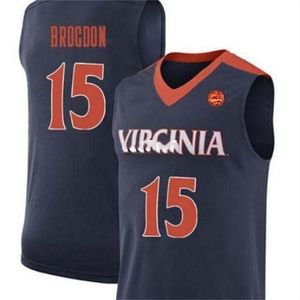 Nikivip Men Uva Cavalier Malcolm Brogdon #15 College Real Borderyy Jersey Size S-4xl personalizado qualquer nome ou número de camisas