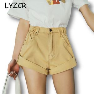 Lyzcr High High High High High High High Denim Shorts 여성 느슨한 넓은 다리 여성 S 반바지 청바지 여성을위한 짧은 여름 LJ200811