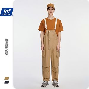 Inflation Mens Overalls Löst fit casual Men byxor Broadcloth Polyester Mens Pants Hip Hop Streetwear Mens Overalls 3027S20 201128