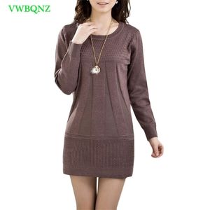 Autumn Winter Middle-aged Women O collar Sweater Plus size Loose Long Sweater Women's Hedging High collar Sweater Shirt 3XL A518 T200101