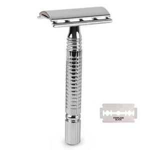 Nxy Borda Dupla Borda Barbear Molhado para Homens Mulheres Classic Inoxidável Viagem Metal Steel Steel Safety Double Shaver Shaver RAZOR 220414