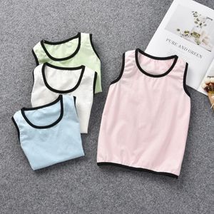 T-Shirts Çocuk Yelek Erkek Kız Kızlar ince nefes alabilen kolsuz üstler Bebeğin saf pamuklu yaz tankları 0-6 Yıllık Shirts