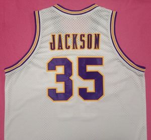 LSU Tigers College Basketball Tröjor retro #35 Chris Jackson tröja vit lila Herr sydd Custom made size S-5XL