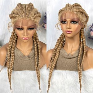 Synthetic Braided Wigs With Lace Frontal Braiding Hair Wig Afro Wig In High Quality For Women