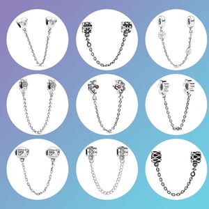 925 Gümüş Fit Pandora Charm Bilezik Boncuk 22 Türler Güvenlik Zinciri Charmes Ciondoli DIY İnce Boncuk Takı