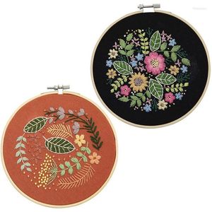 Andere kunst en ambachten 2Pack Cross Stitch Set Floral Embroidery Starter Kit voor Beginners Patterns Pattered Cloth Hookother