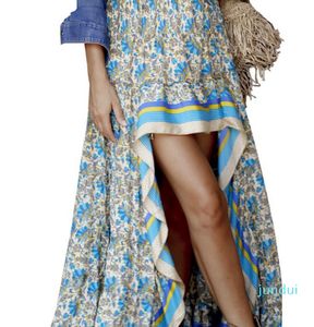 Женские юбки платьте женщинам летний пляж цветочный принцип стильный высокий талия этническая высокая низкая длинная юбка с длинными юбками ins in ind